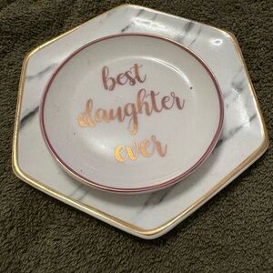 Marble Hexagon and round jewelry Plates- set of 2. No chips or cracks!